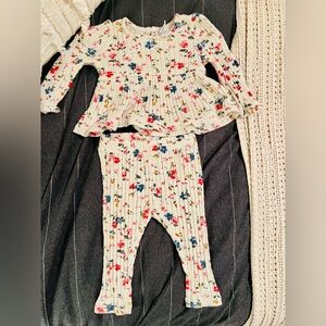 Baby Gap Ribbed Pointelle Floral Set Long Sleeve Top Pants